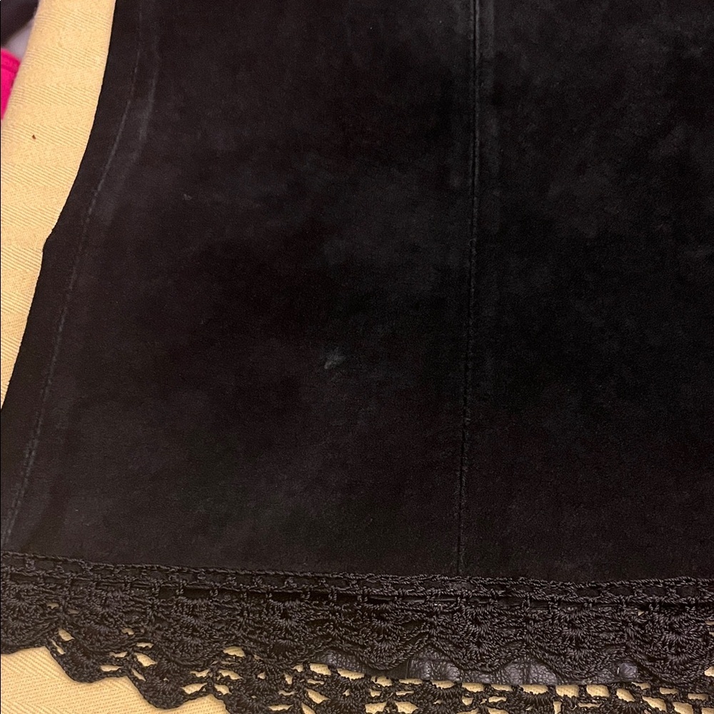 LEATHER Peck & Peck  Black Crochet Accent vest size L - Picture 12 of 13
